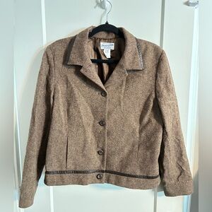 Vintage Pendleton 100% Virgin Wool Brown Button Front Blazer